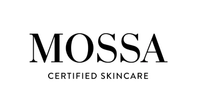 Logotyp för Mossa certified skincare med en stilren typografi.